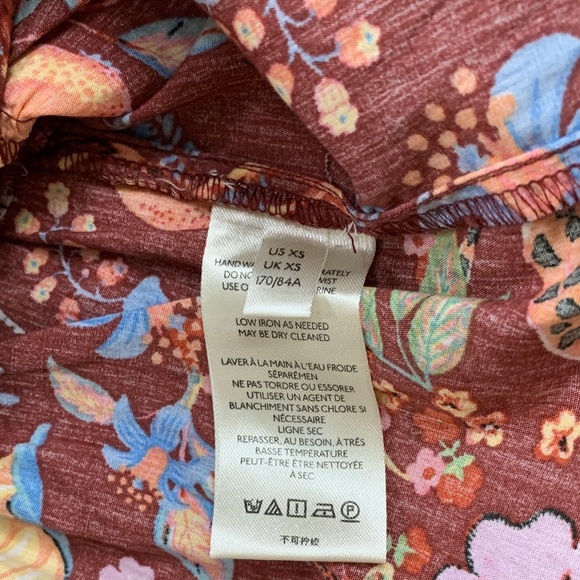 Maeve by Anthropologie‎ Ruffled Tie-Front Blouse Safari Animal Print Boho Top XS - Picture 7 of 7